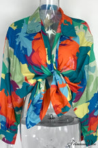 Neckline Blouses 4 in Patchwork Colors image 3
