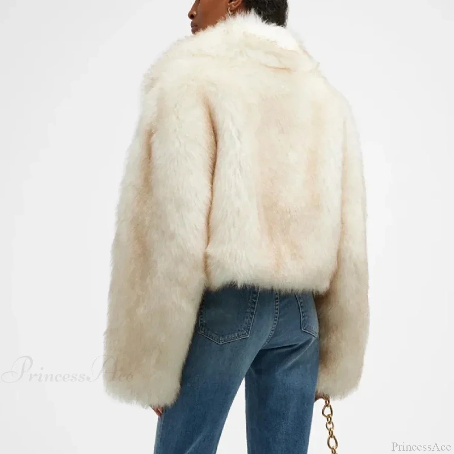 Neo Mint Gradient Cropped Fluffy Coat image 4