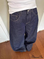 New American Women Black High Street Vibe Wide-Leg Autumn Winter Men And Women Washed Loose Straight Pants Jeans image 2