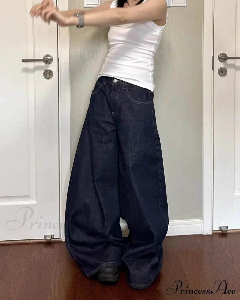 New American Women Black High Street Vibe Wide-Leg Autumn Winter Men And Women Washed Loose Straight Pants Jeans image 5
