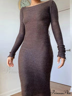 New Knitted Bodycon Fairy Grunge Casual Fashion Maxi Dress image 2
