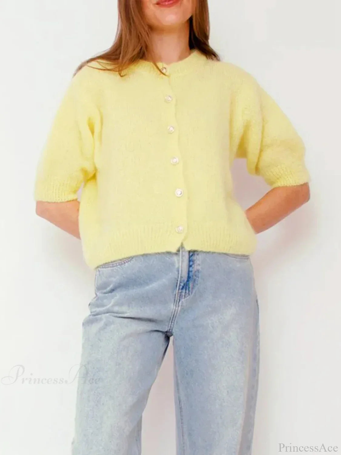 O-Neck Button-Up Slim Streetwear Knit Cardigan image 3