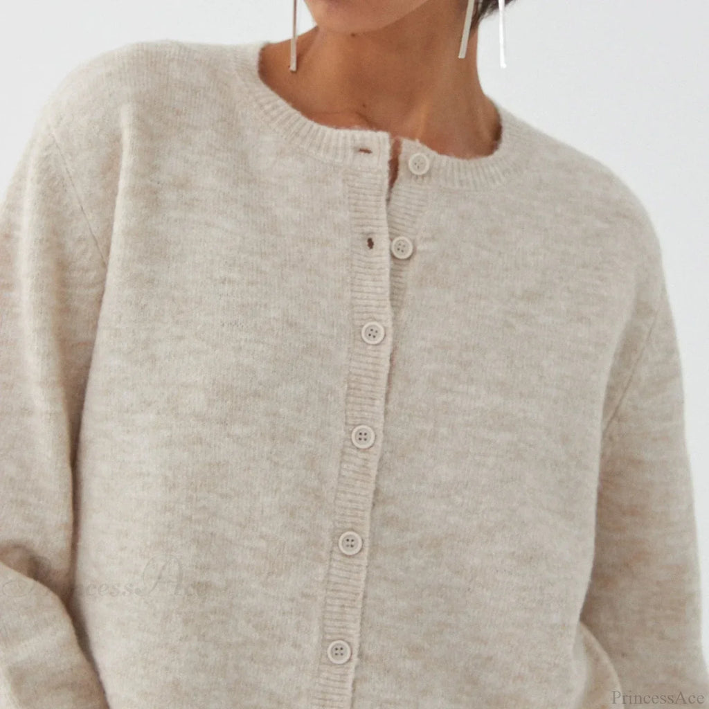 O-neck Cropped Button Knitted Cardigan image 6