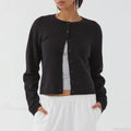 O-neck Cropped Button Knitted Cardigan image 1