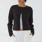 O-neck Cropped Button Knitted Cardigan image 1