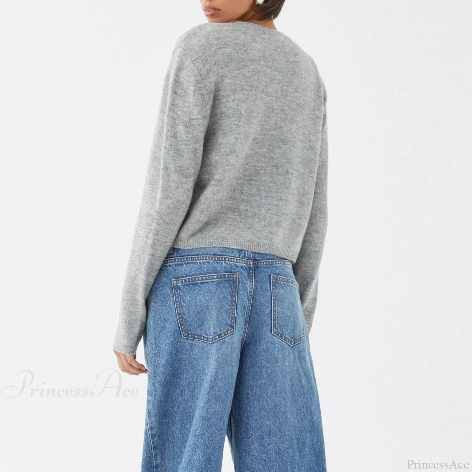 O-neck Cropped Button Knitted Cardigan image 5