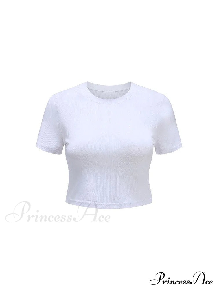 O Neck Knit White Crop Top image 6