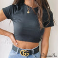 O Neck Knit White Crop Top image 7