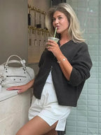 O-neck Zipper Loose Knit Cardigan image 4