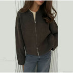 O-neck Zipper Loose Knit Cardigan image 8