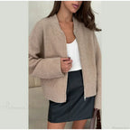 O-neck Zipper Loose Knit Cardigan image 7