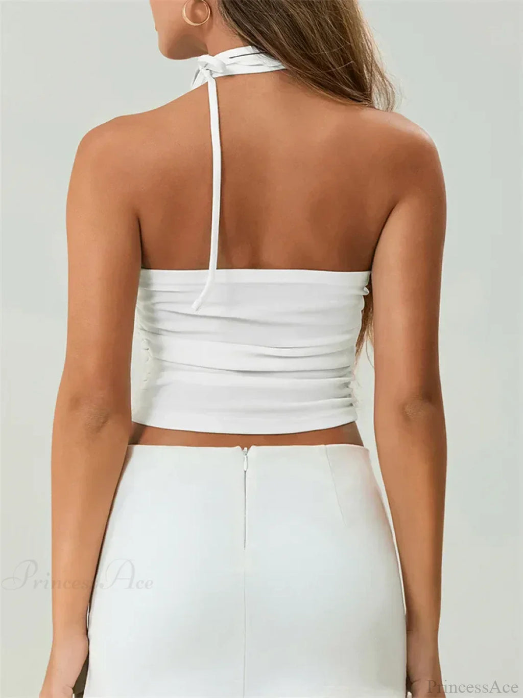 Off Shoulder 3D Flower Ruched Tube Crop Top image 6