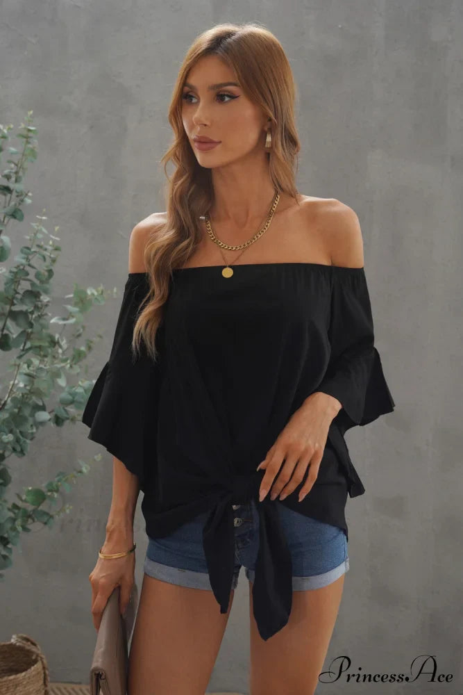 Off-Shoulder Blouse Tie with Hem image 3