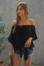 Off-Shoulder Blouse Tie with Hem image 3