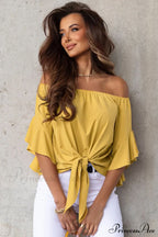 Off-Shoulder Blouse Tie with Hem image 7