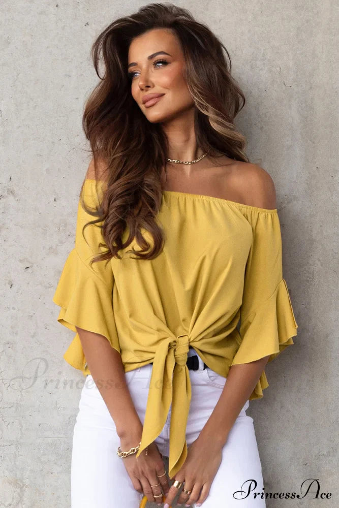 Off-Shoulder Blouse Tie with Hem image 7