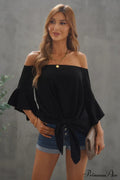 Off-Shoulder Blouse Tie with Hem image 1