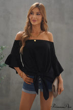 Off-Shoulder Blouse Tie with Hem image 1