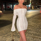 Off-Shoulder Bow Ruched Mini Dress image 3