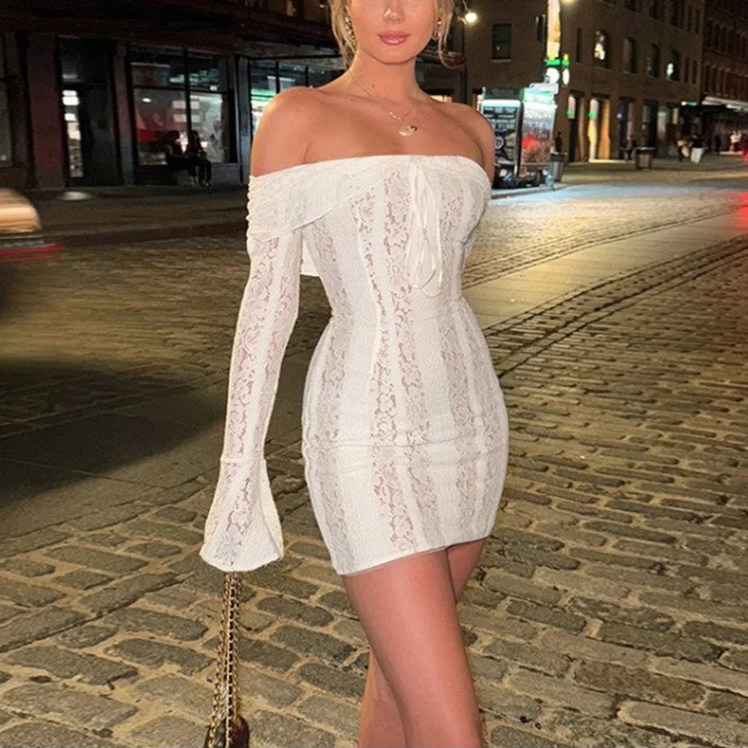 Off-Shoulder Bow Ruched Mini Dress image 3