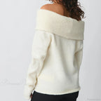 Off Shoulder Cropped Trendy Slouchy Knit Pullover Top image 2