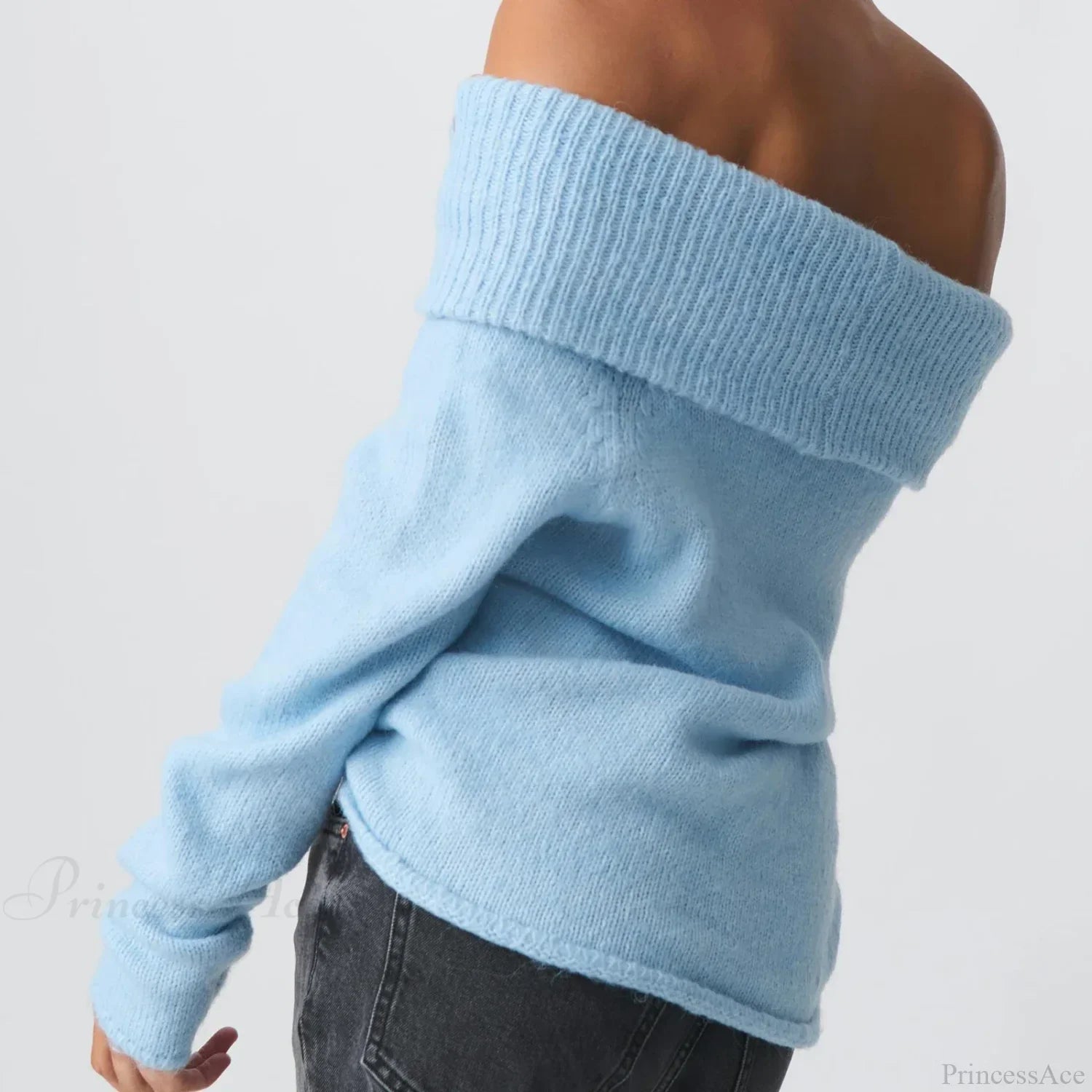 Off Shoulder Cropped Trendy Slouchy Knit Pullover Top image 6