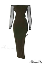 Off-Shoulder Cut Out Slit Irregular Dress image 6