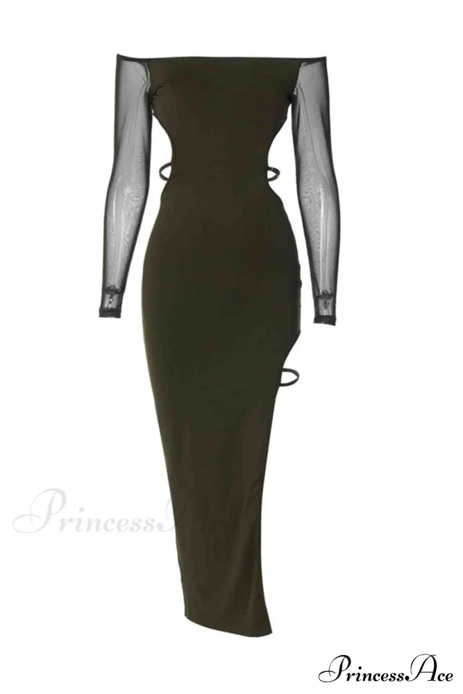 Off-Shoulder Cut Out Slit Irregular Dress image 6