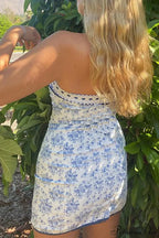 Off Shoulder Floral Print Lace-Up Boho Dress image 4
