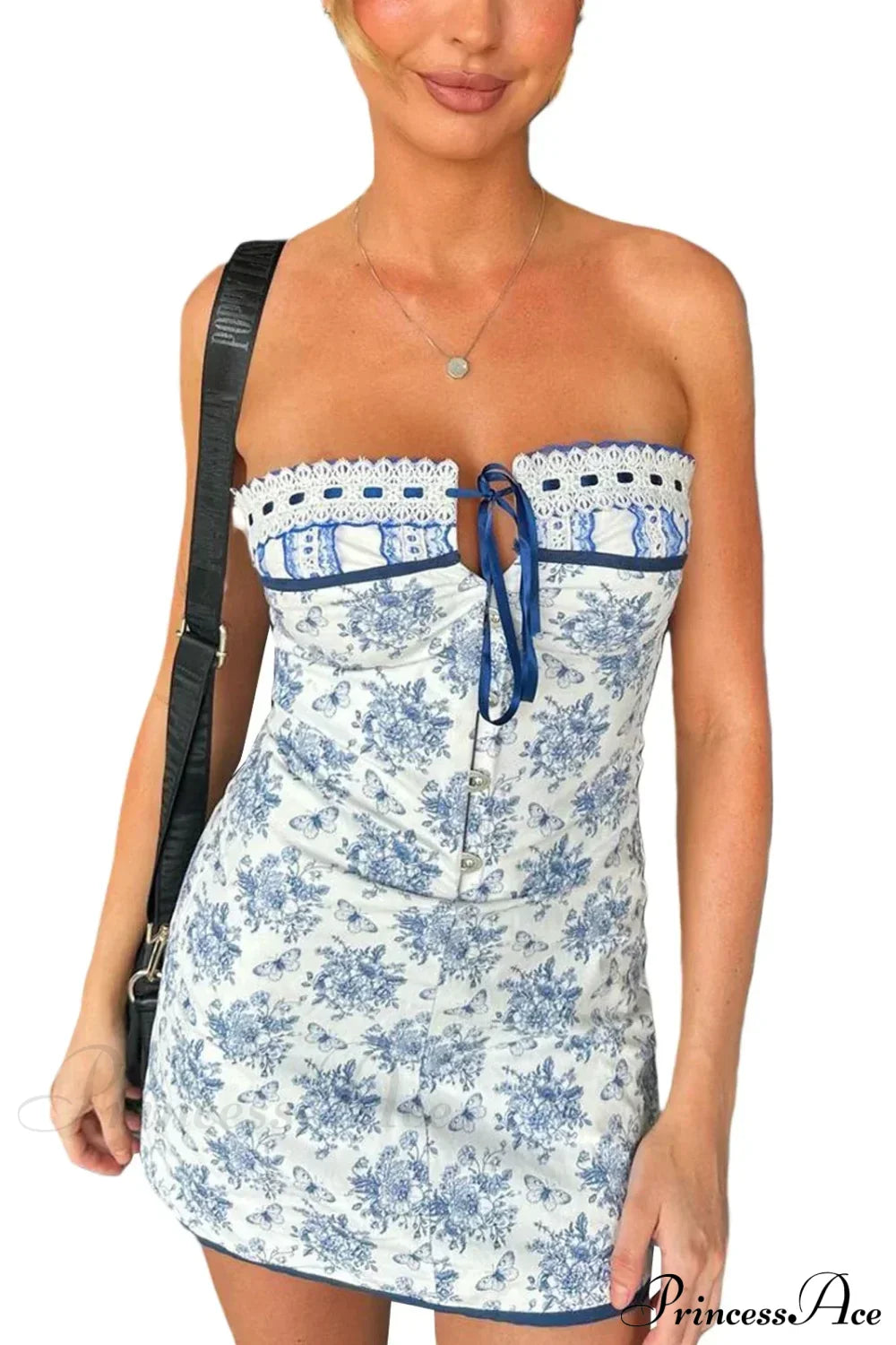 Off Shoulder Floral Print Lace-Up Boho Dress image 7
