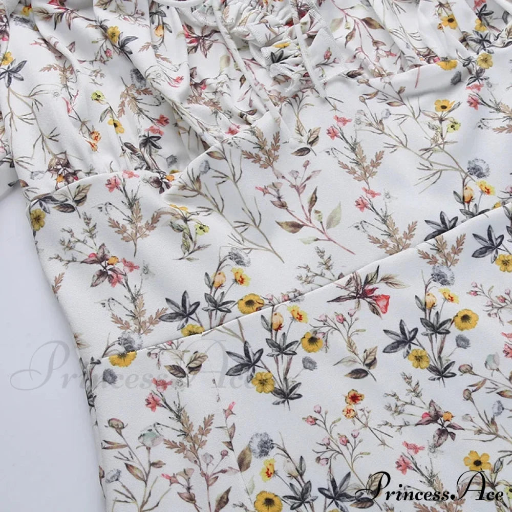 Off Shoulder Flower Print High Split Elegant Long Backless Bodycon Summer Floral Dress image 6
