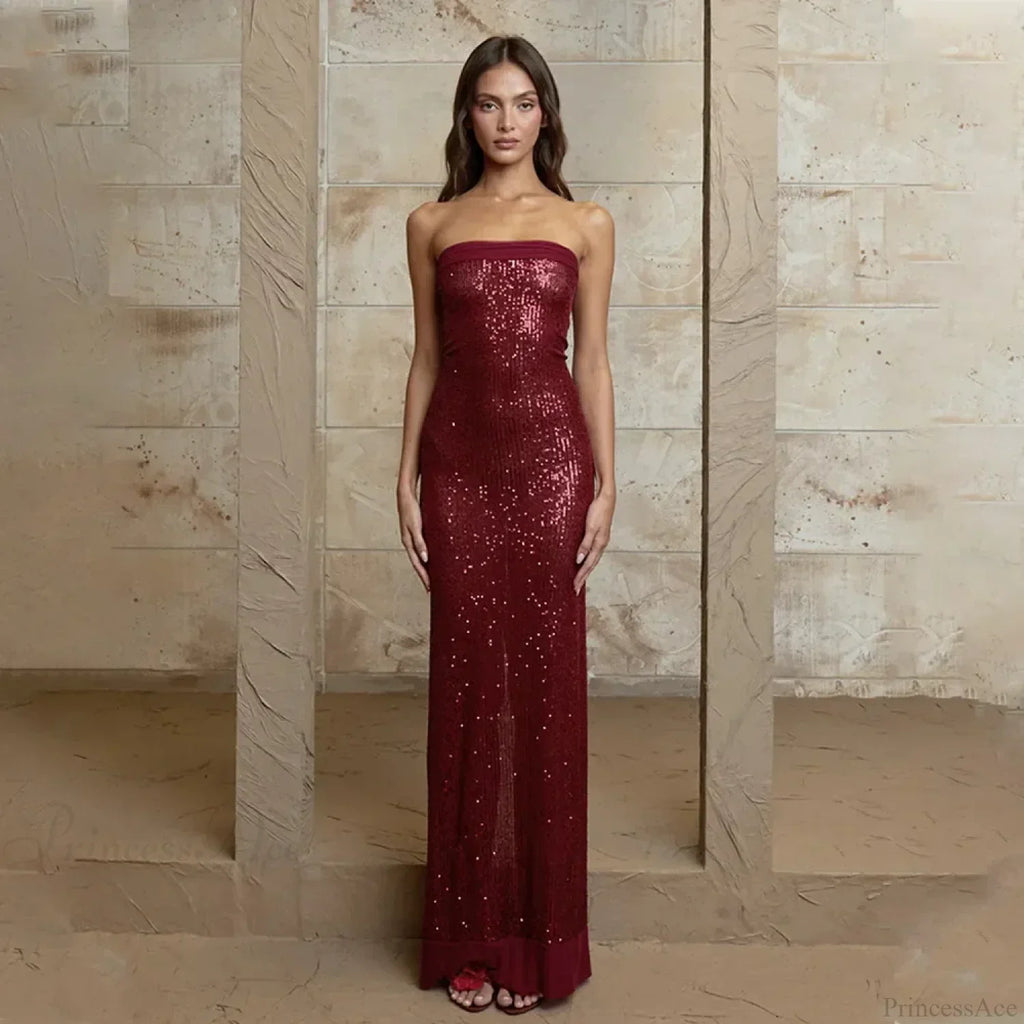 Off-shoulder High Split Sequin Party Dress image 8