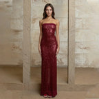 Off-shoulder High Split Sequin Party Dress image 8