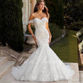 Off-Shoulder Lace Mermaid Bridal Wedding Dress image 1