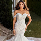 Off-Shoulder Lace Mermaid Bridal Wedding Dress image 2