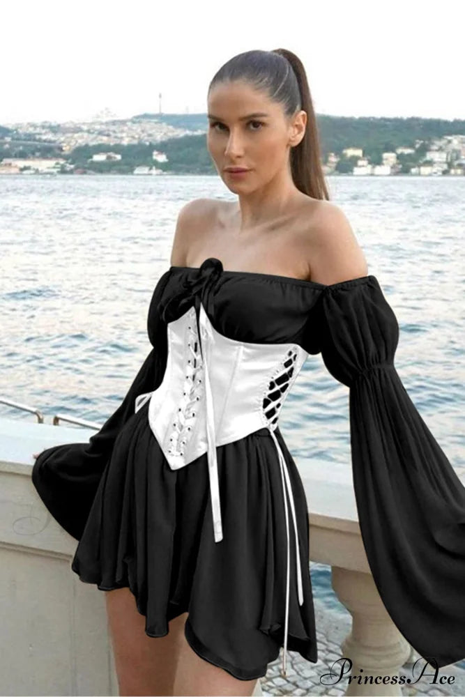 Off Shoulder Lace-up Corset Ruched Dress image 10