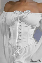 Off Shoulder Lace-up Corset Ruched Dress image 4