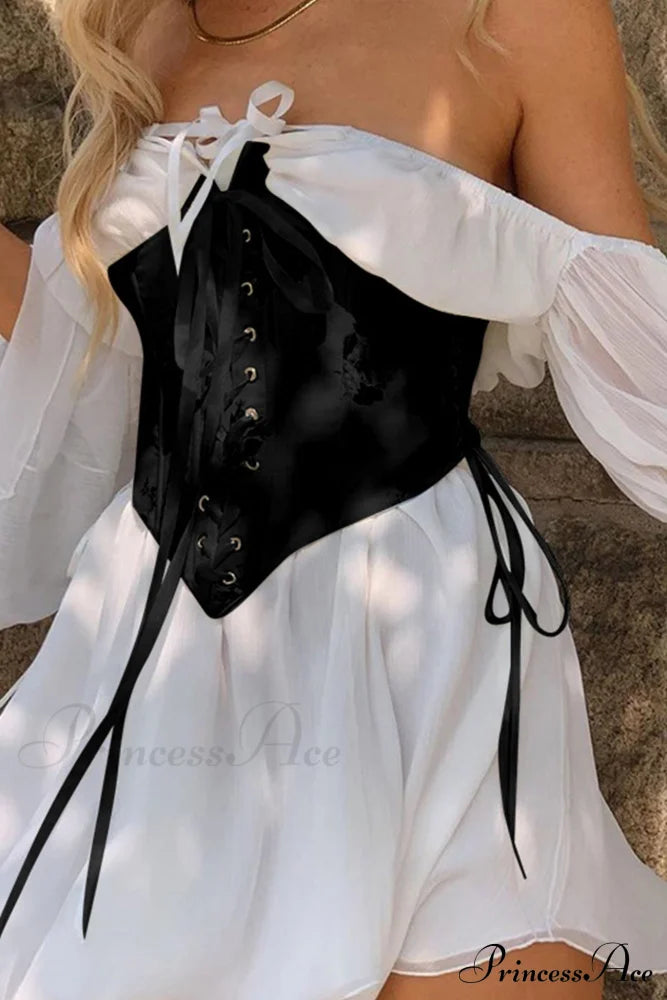 Off Shoulder Lace-up Corset Ruched Dress image 3