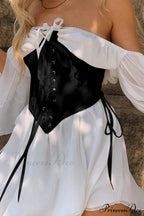 Off Shoulder Lace-up Corset Ruched Dress image 3