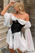 Off Shoulder Lace-up Corset Ruched Dress image 1