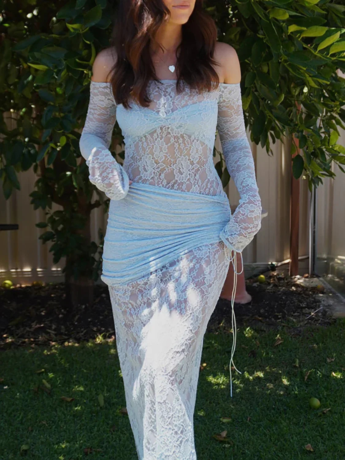 Off Shoulder Lace Vacation Dress image 3