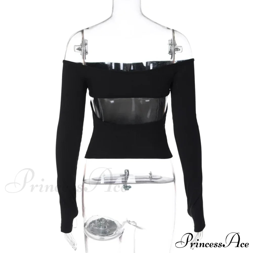 Off-shoulder Long Sleeve Charming Backless Bow Crop Top image 18