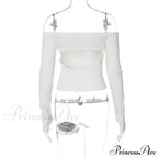 Off-shoulder Long Sleeve Charming Backless Bow Crop Top image 16