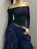 Off-shoulder Long Sleeve Charming Backless Bow Crop Top image 9