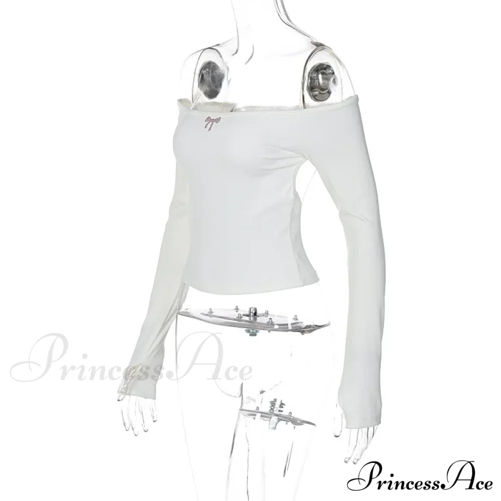 Off-shoulder Long Sleeve Charming Backless Bow Crop Top image 15