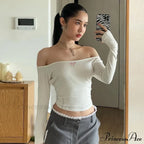 Off-shoulder Long Sleeve Charming Backless Bow Crop Top image 10