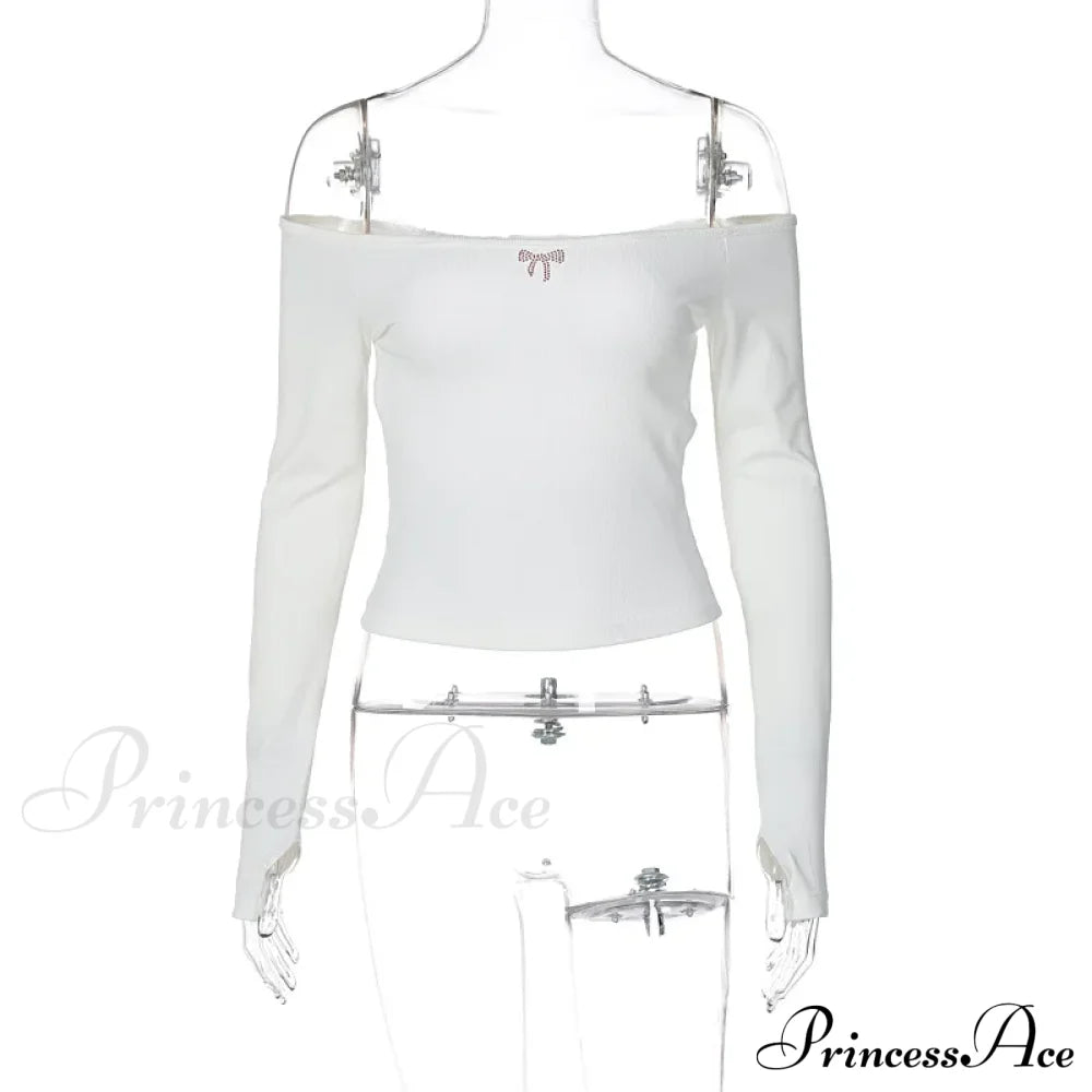 Off-shoulder Long Sleeve Charming Backless Bow Crop Top image 8