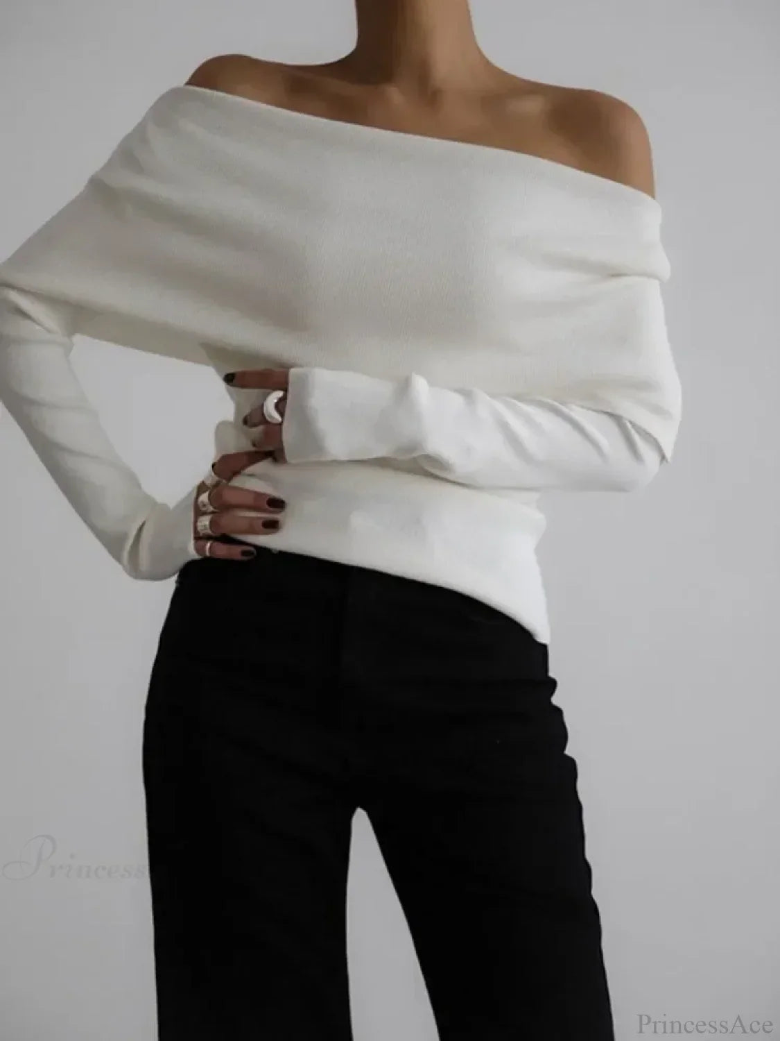 Off Shoulder Long Sleeve Skinny Sweater image 2