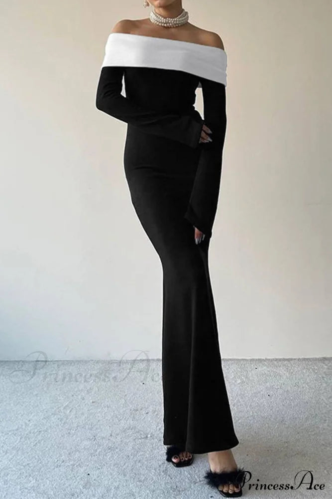 Off Shoulder Maxi Dress with Contrast image 3