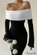 Off Shoulder Maxi Dress with Contrast image 1